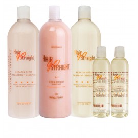 KIT 1000ml Kératine +Shampoing kératine+ 2XClarifiant 236ml Hair Go Straight